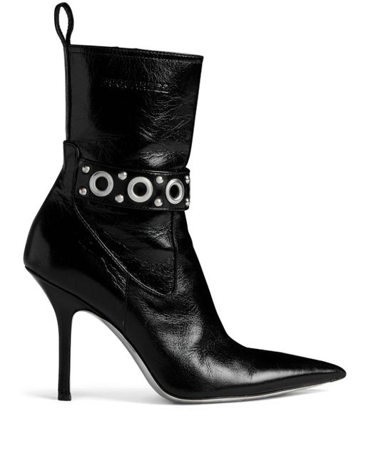 DSquared² Black Gothic Eyelet-embellished Leather Ankle Boots