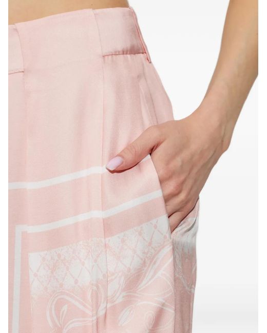 Balmain Pink Logo-Print Palazzo Pants