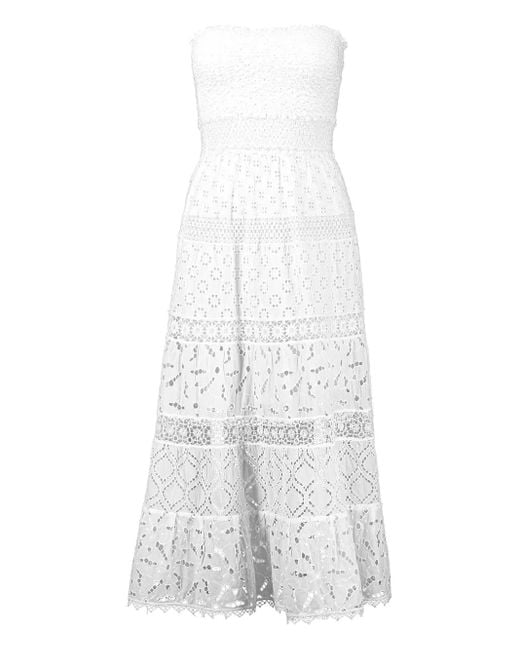 Temptation Positano White Savio Eyelet-Embroidered Dress