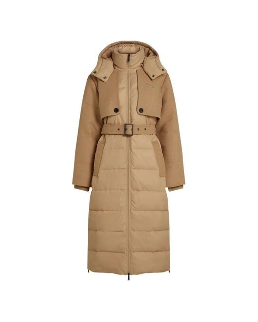 Karl Lagerfeld Natural Belted Long Puffer Jacket