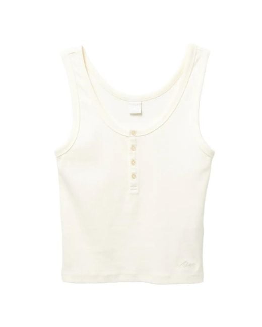 AAPE BY A BATHING AP White Ribbed Henley Tank Top
