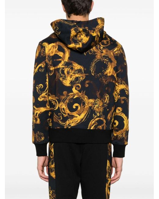 Versace Black Watercolour Couture Hooded Jacket for men