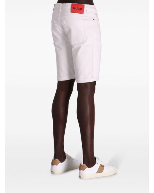 HUGO White Straight-leg Cotton Shorts for men