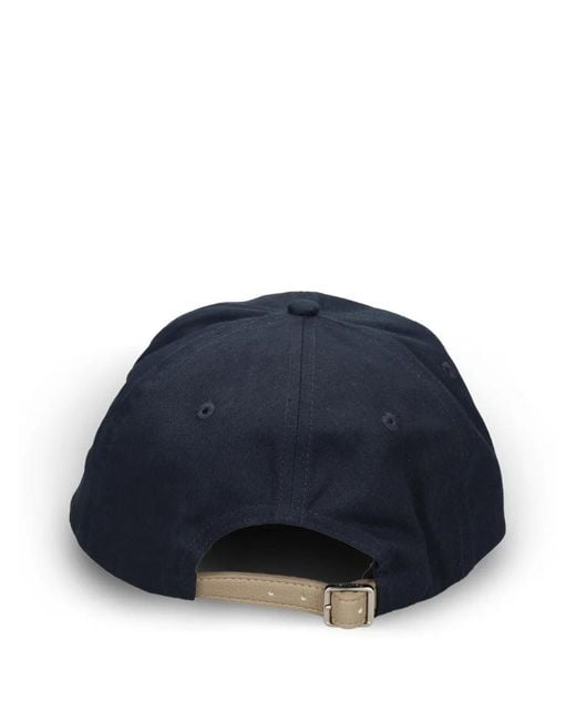 Calvin Klein Blue Mixed Media Colourblock Logo-Patch Baseball Cap for men