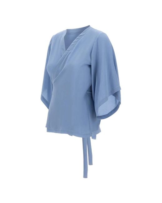 Kangra Blue Wrap Silk Blouse
