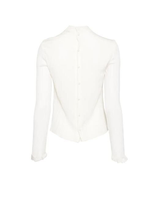 Bally White Button-Back Ruffled Shirt