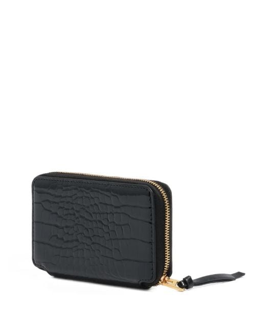 Bimba Y Lola Black Croc-Effect Patent Wallet