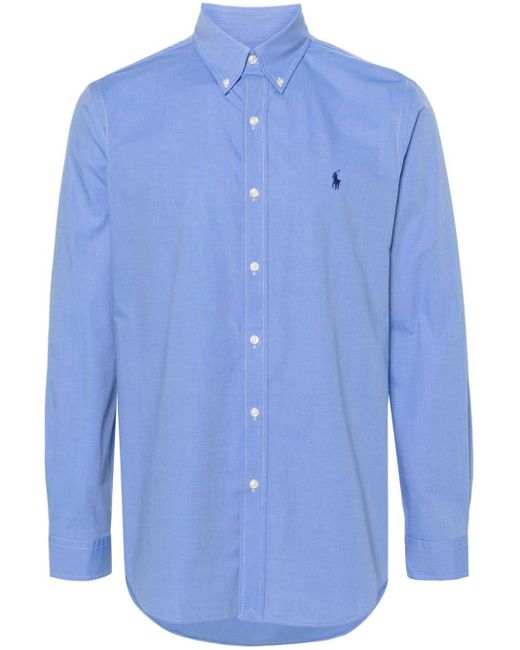 Polo Ralph Lauren Popeline Overhemd Met Borduurwerk in het Blue voor heren