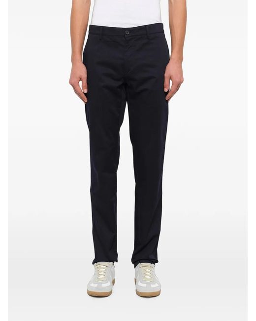 KENZO Blue Logo-Embroidered Chino Trousers for men