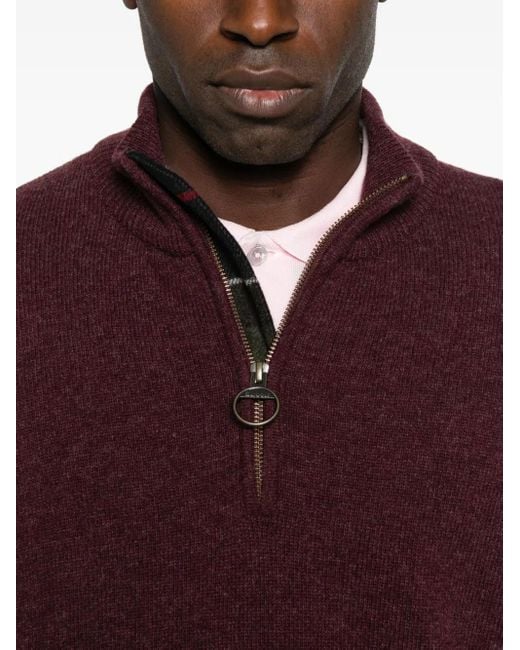 Barbour Purple High-Neck Half-Zip Sweater for men