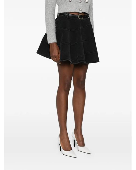 Self-Portrait Black Flared Miniskirt