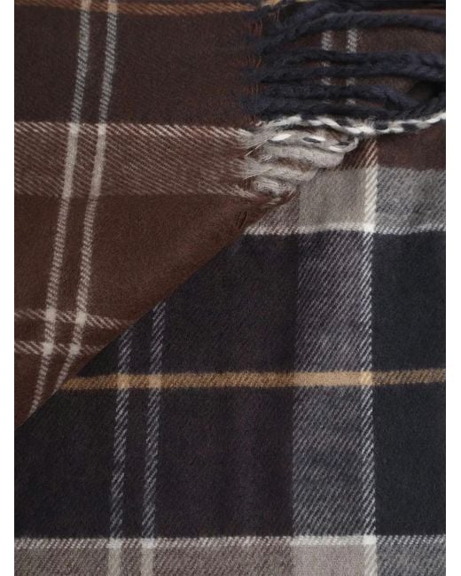Barbour Gray Checked Scarf And Beanie Set for men