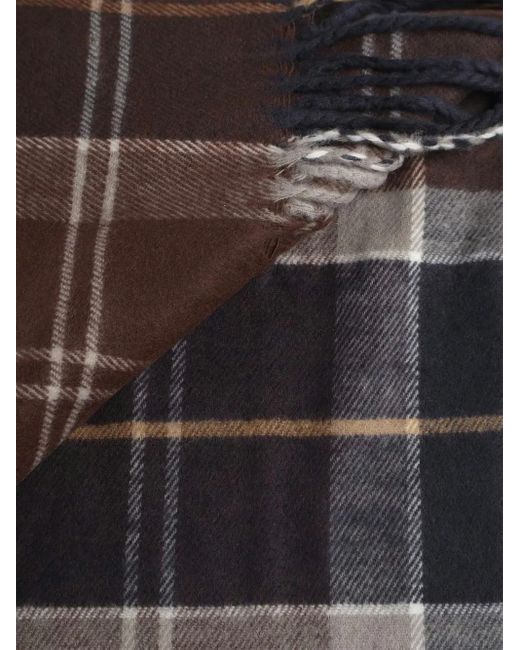 Barbour Gray Checked Scarf And Beanie Set for men