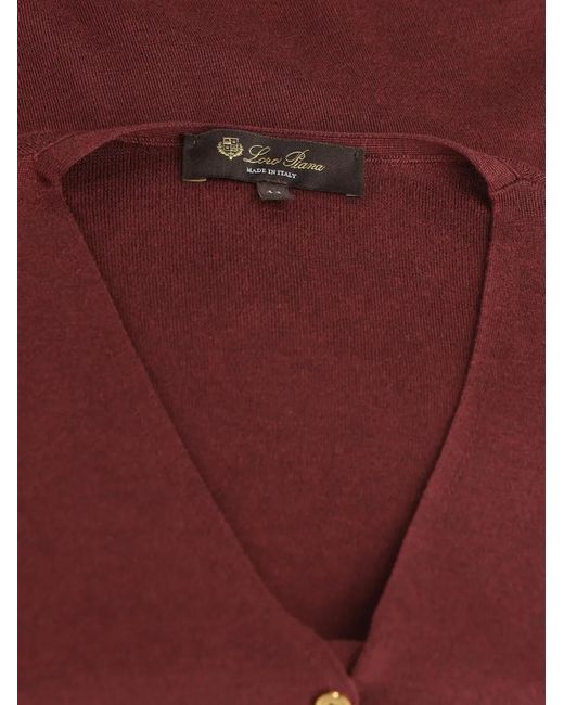 Loro Piana Red Siena V-Neck Button-Up Cardigan