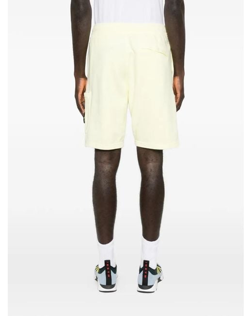 Stone Island Natural Drawstring Logo Patch Shorts for men