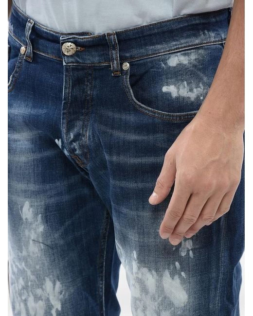 John Richmond Blue Mick Bleached-Effect Jeans for men