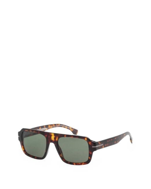 Boss Gray Tortoiseshell-Effect Square-Frame Sunglasses for men