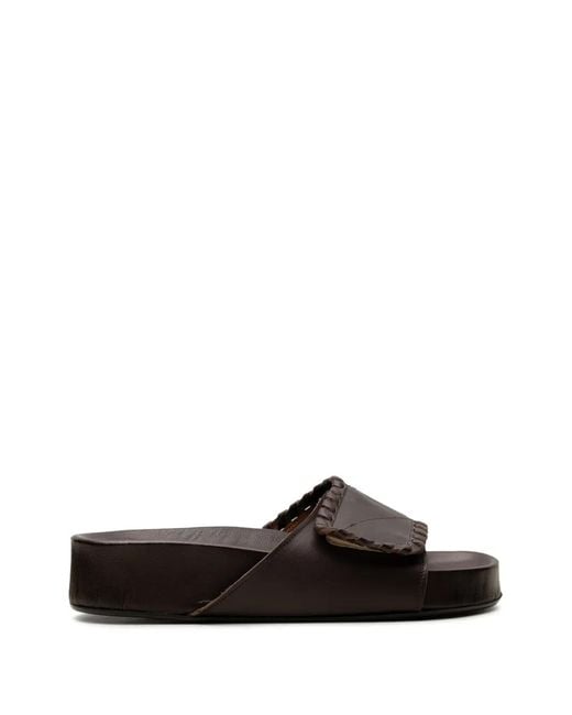 Atp Atelier White Novella Whipstitch-Trim Sandals
