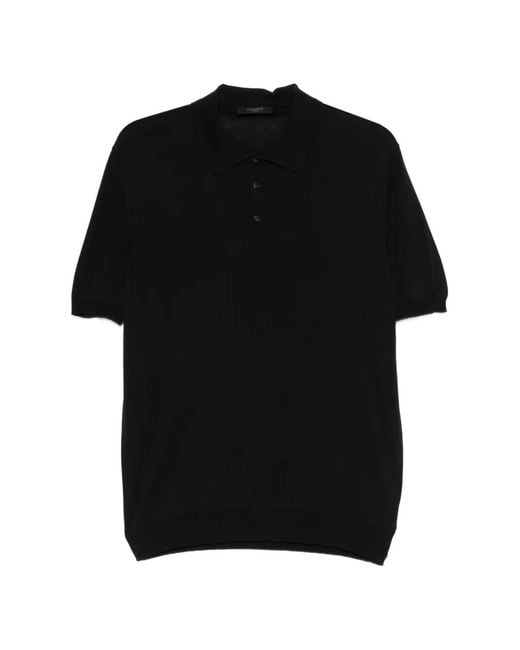 Zanone Black Short-Sleeve Polo Shirt for men