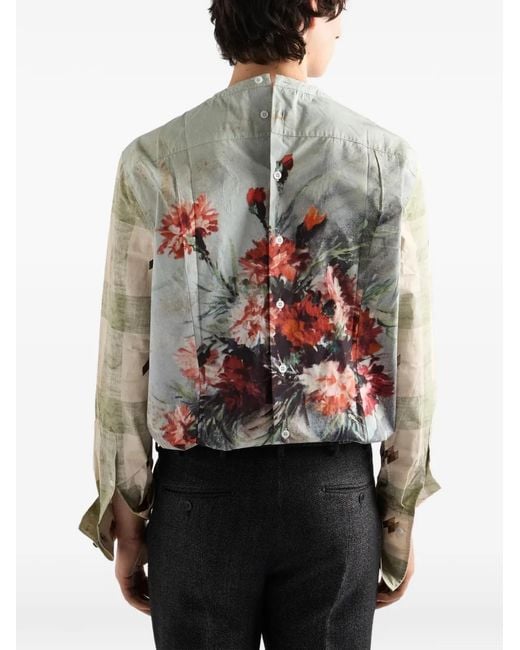 Prada White Printed Cotton Shirt for men