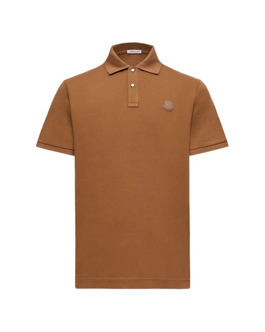 Polo Con Applicazione Logo di Moncler in Brown da Uomo