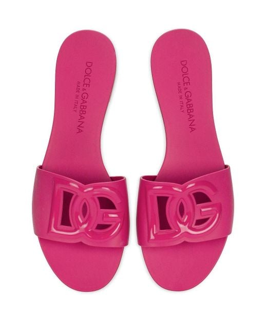 Sandali slides Bianca con logo DG di Dolce & Gabbana in Pink