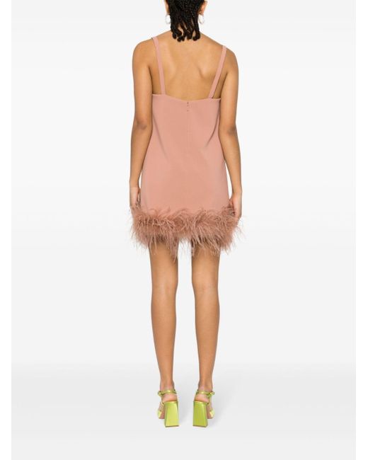 Pinko Pink Feather-trim Mini Dress