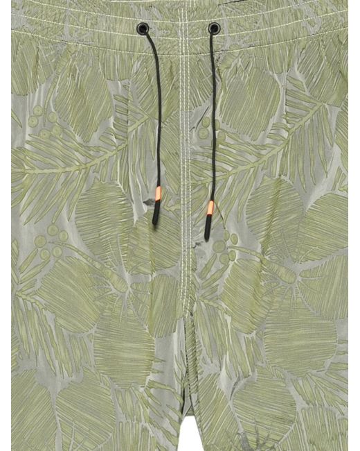 Rrd Green Leaf-Print Drawstring Shorts for men