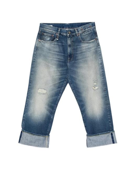 R13 Blue Cuffed X-Boyfriend Cropped Jeans for men