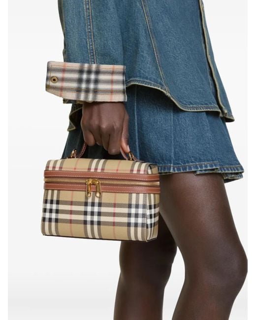 Burberry Brown Check Vanity Tote Bag