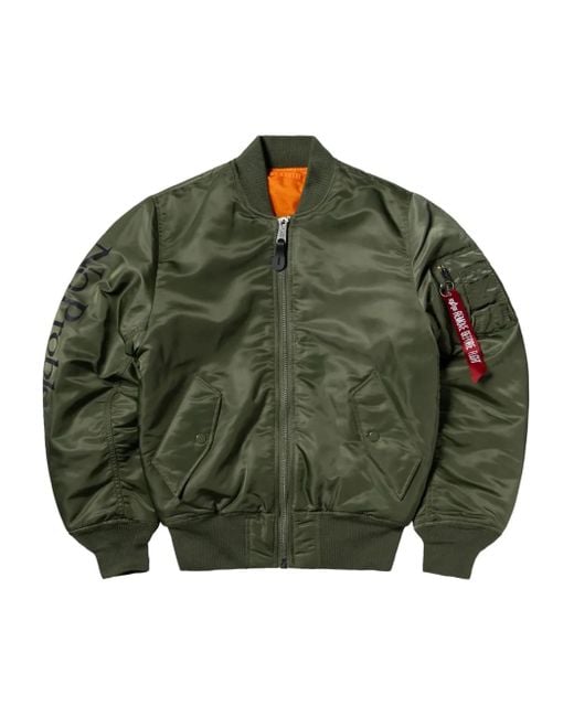 Aries Green X No Problemo No War Ma-1 Bomber Jacket