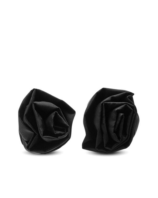 Pendientes Rose con aplique floral Simone Rocha de color Black