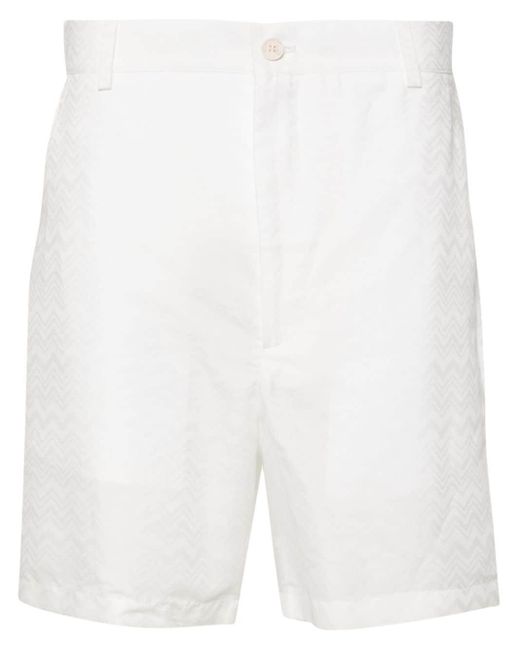 Missoni White Zigzag-jacquard Bermuda Shorts for men