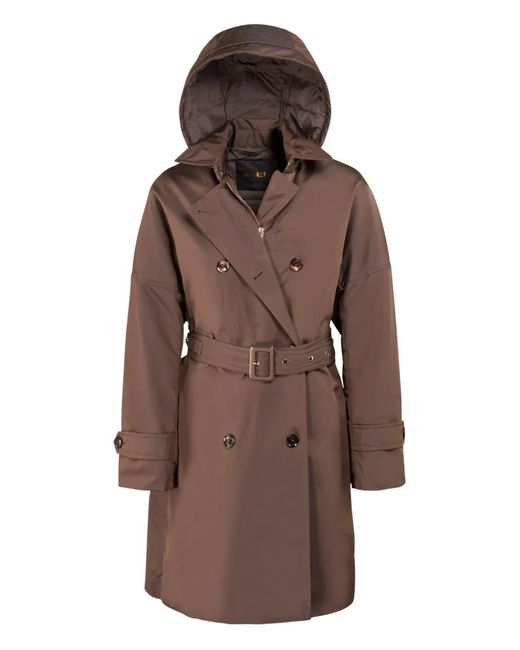 Moorer Brown Double-Breasted Trench Coat