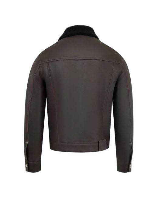 Loewe Black Button Shearling Trucker Jacket for men