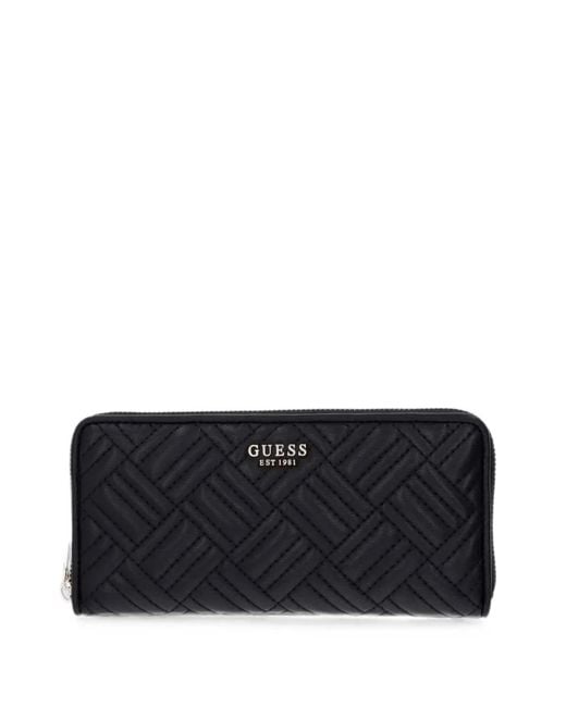 Guess Black Portefeuille Sally À Design Matelassé