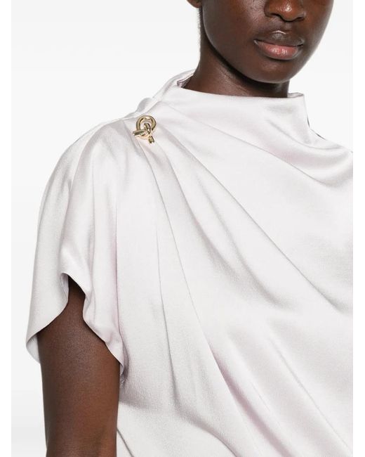 Fabiana Filippi White Draped-Detail Knot-Embellished Top