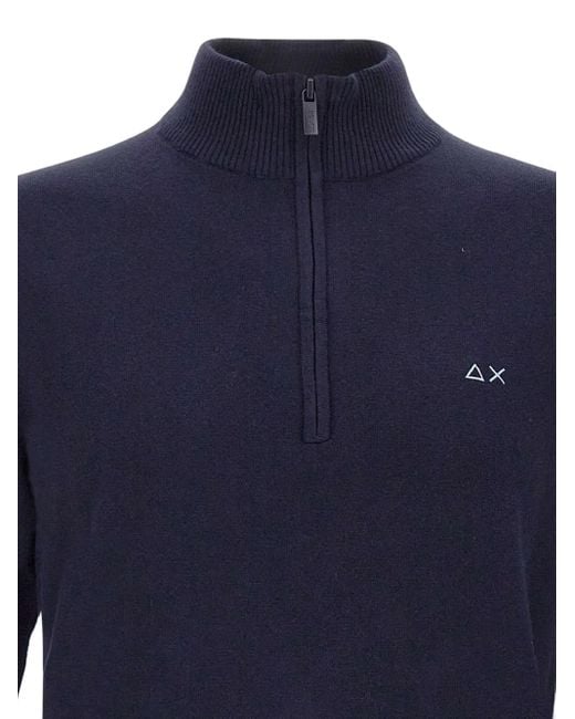 Sun 68 Blue Half-Zip Sweater for men