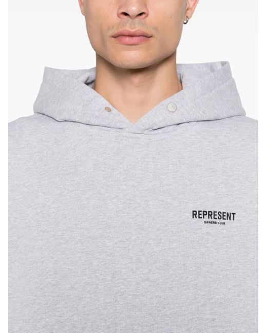Felpa Owners Club Con Cappuccio di Represent in White da Uomo
