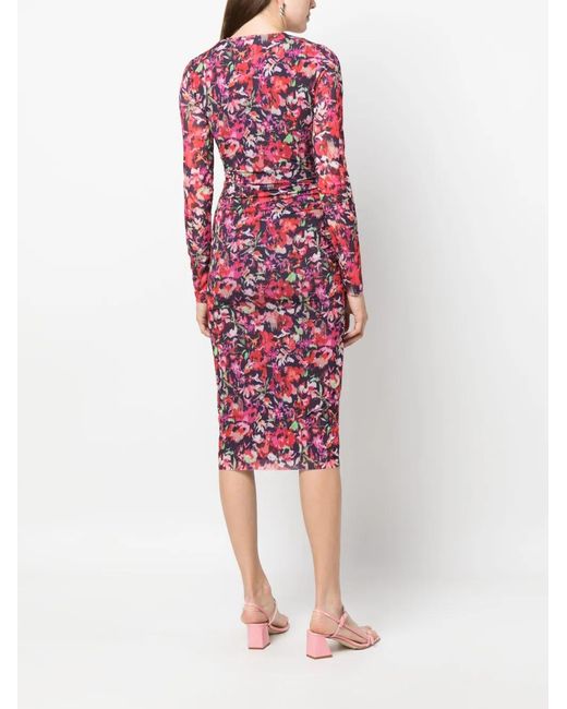 Patrizia Pepe Red Floral-Print Tulle Midi Dress