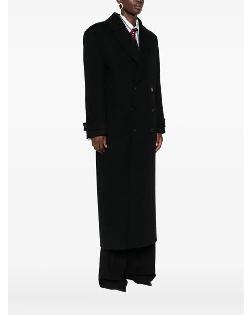 Saint Laurent Black Double-Breasted Wool Coat