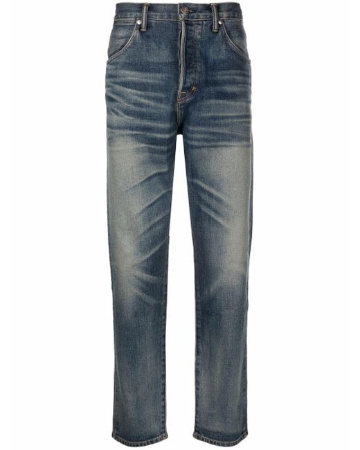 Tom Ford Blue Straight-leg Faded Jeans for men