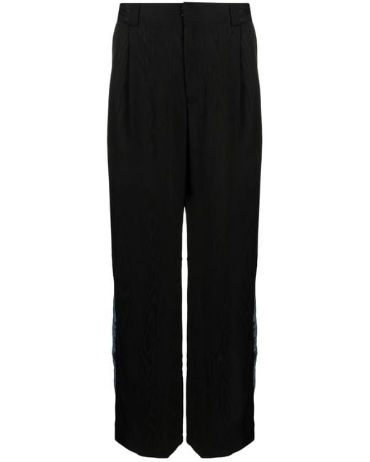 Ahluwalia Black Panelled Pleat-Detail Straight-Leg Trousers for men