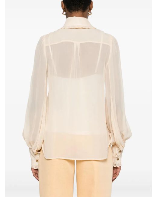 Zimmermann Natural Georgette Bow Shirt
