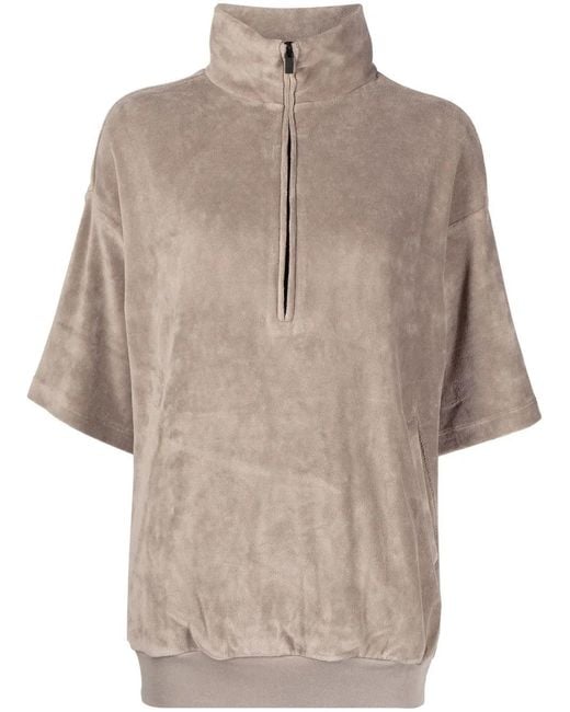 Fear Of God Natural Velour Mock-Neck Half-Sleeve Top