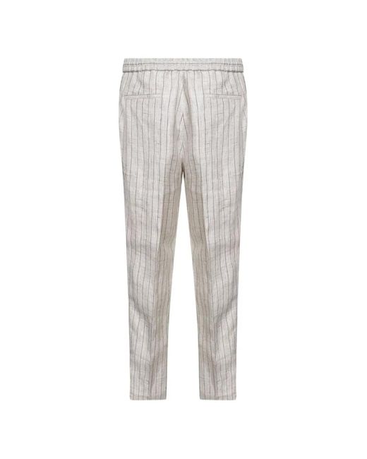 Brunello Cucinelli Gray Drawstring Pleated Trousers for men