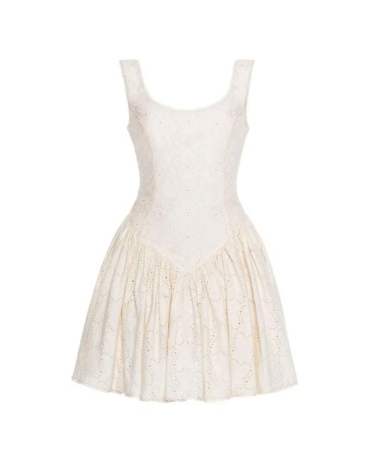 Agua Bendita White Pluma Playa Eyelet Mini Dress