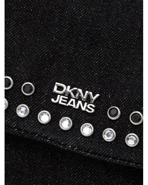 DKNY Black Stud-Embellished Denim Shoulder Bag