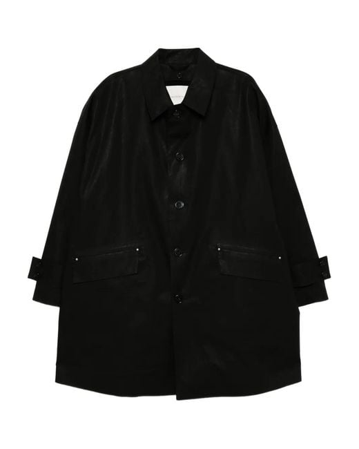 Abrigo con botones Mackintosh de hombre de color Black