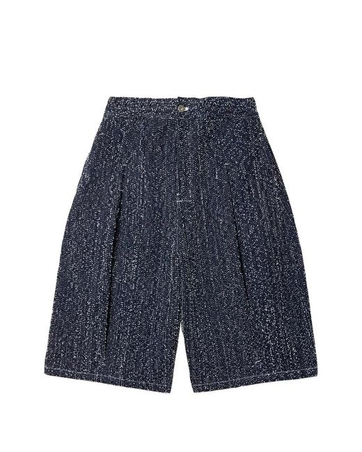 SAGE NATION Blue Box-Pleat Denim Shorts